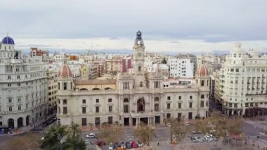 İspanya, Valencia Hava silah, kuş-göz görüş-kırmızı çatılar, yollar ve meydanlar