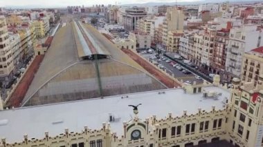İspanya, Valencia Hava silah, kuş-göz görüş-kırmızı çatılar, yollar ve meydanlar