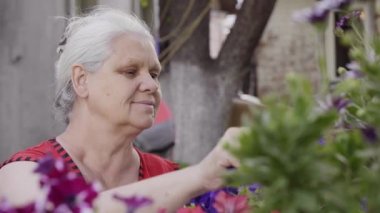 üst düzey kadın onun Garden'da çalışıyor