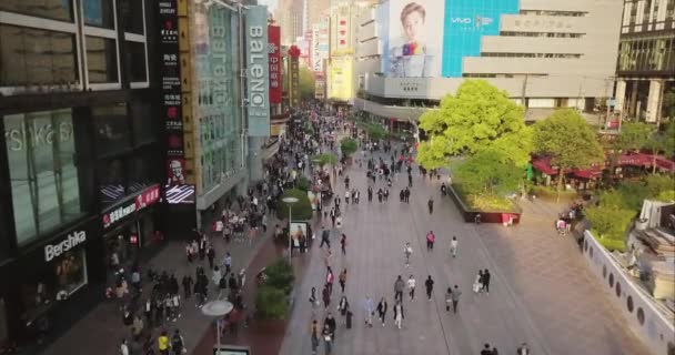 SHANGHAI, CHINA - CIRCA FEBRUARY, 2018: crowds of people walking shopping street — Stock Video