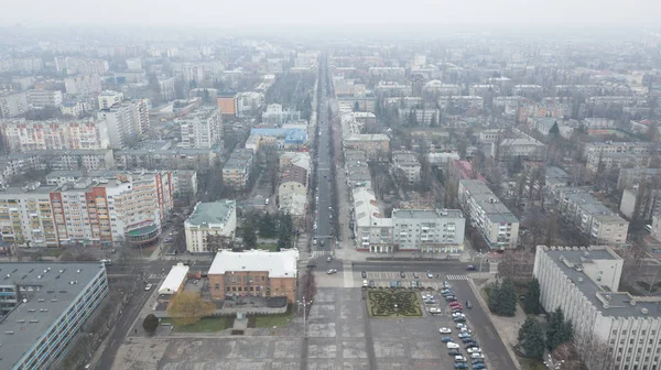 Luftaufnahme Der Armen Ukrainischen Stadt Krementschuk Langeweile Schlechte Wanderungen Schmutzige — Stockfoto