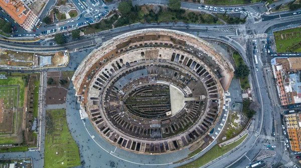 Luftaufnahme Des Kolosseums Der Antiken Stadt Rom Italien Drohnenfotografie — Stockfoto