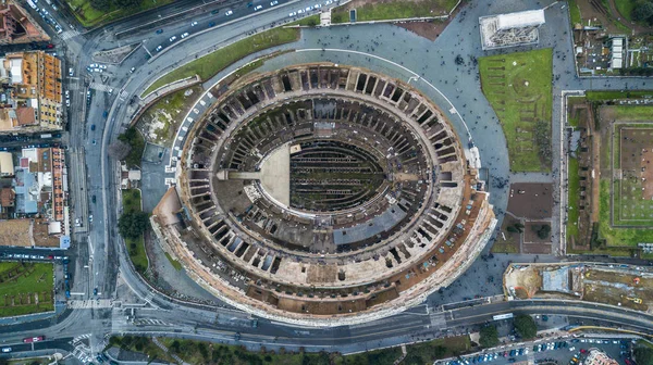 Luftaufnahme Des Kolosseums Der Antiken Stadt Rom Italien Drohnenfotografie — Stockfoto