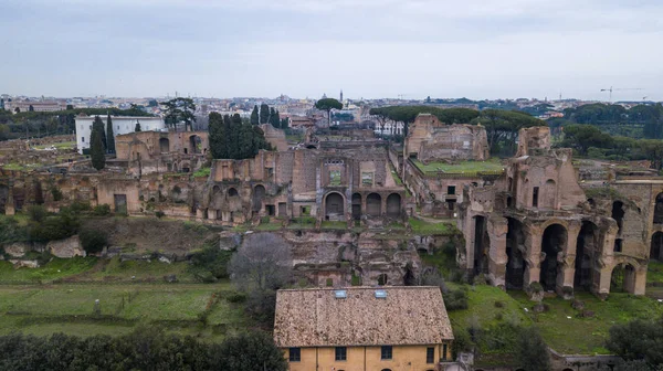 Вид Воздуха Древние Остатки Зданий Историческом Городе Рим Италия Фотография — стоковое фото