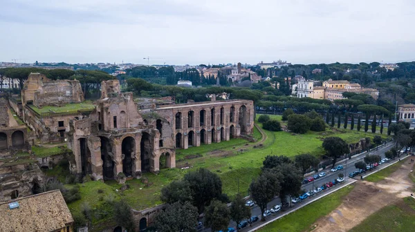 Вид Воздуха Древние Остатки Зданий Историческом Городе Рим Италия Фотография — стоковое фото