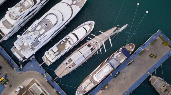 Вид Пристань Яхтами Човнами Місті Валенсія Іспанія Безпілотний Малюнок — стокове фото