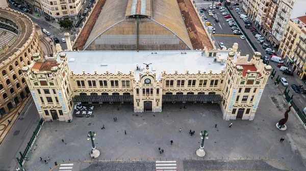 Vacker Antik Järnvägsstation Valencia Spanien Flygfoto Drone Skytte — Stockfoto