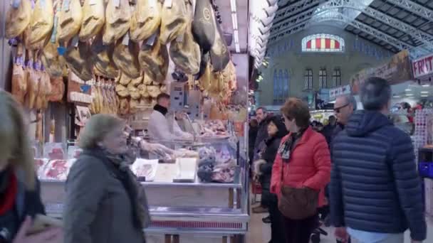 Valencia Valencia Spain 2019 Timelapse People Food Market Day — Stock Video