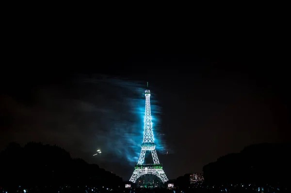 День Взяття Бастилії 2018 Парижі Липня 2018 Феєрверки Ейфелевої Вежі — стокове фото