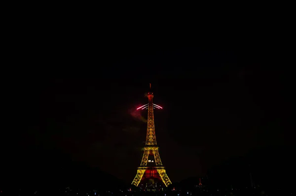 Frankrikes Nationaldag 2018 Paris Den Juli 2018 Fyrverkerier Och Eiffeltornet — Stockfoto