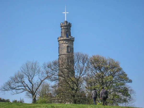Edinburgh Scotland 2014 View Nelson Monument Commemorative Tower Honour Vice — Stock Photo, Image