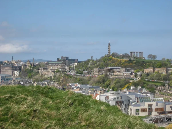 Edinburgh Skoçya 2014 Panoramik Calton Hill Anıtlar Genel Görünüm Çimenler — Stok fotoğraf