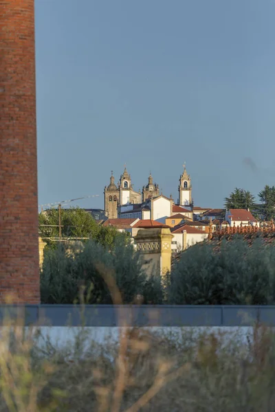 Vista Del Centro Histórico Con Edificios Religiosos Catedral Viseu Iglesia —  Fotos de Stock