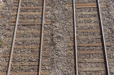 Demiryolu hattının hava görünümünü tren, Oporto City, Portekiz