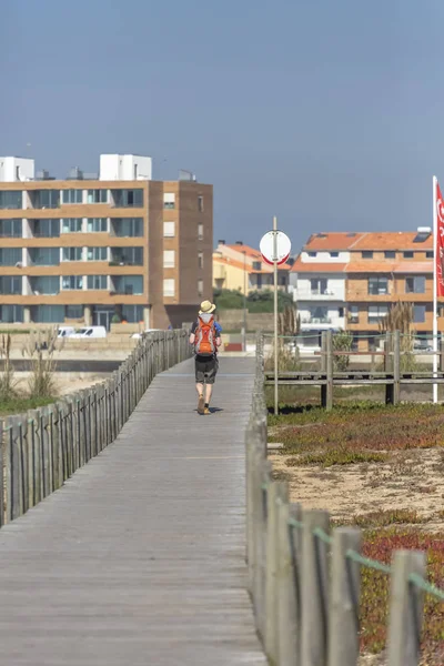 Leca Palmeira Porto Portugal 2018 Vista Passarela Pedonal Com Passeio — Fotografia de Stock