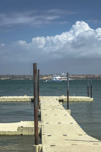 Vue Sur Petit Quai Mer Bateaux Sur Côte Île Mussulo — Photo