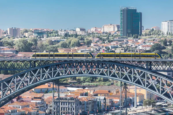 Porto Portugal 2018 View Luis Bridge Two Subways Cross Top — стоковое фото