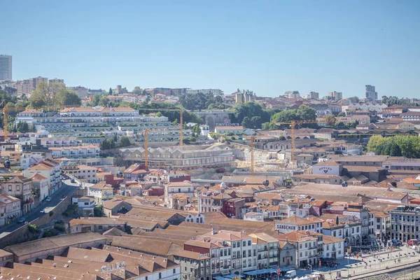 Porto Portugal 2018 Luchtfoto Uitzicht Douro Rivier Banken Gaia Stad — Stockfoto