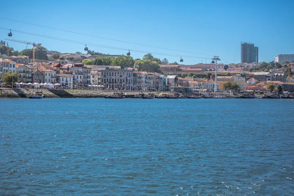 Porto Portugalia 2018 Rzeki Douro Widok Łodzi Rabelo Transportuje Porto — Zdjęcie stockowe