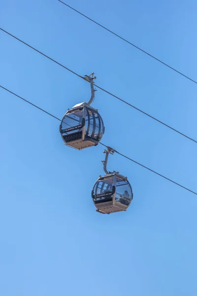 Гайя Порту Португалия 2018 Вид Воздушные Трамваи Канатные Дороги Идущие — стоковое фото