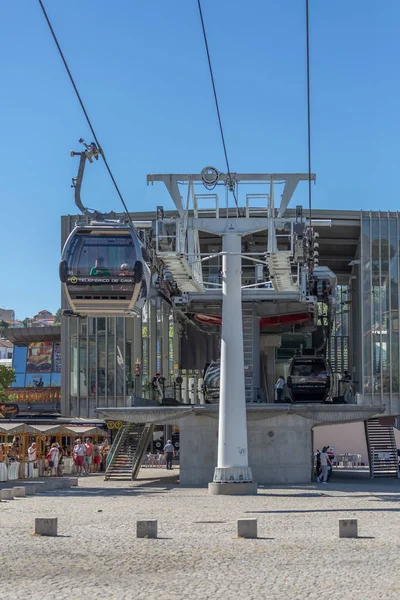 Gaia Porto Portugal 2018 Vista Sistema Rolamento Fixação Cabos Teleférico — Fotografia de Stock