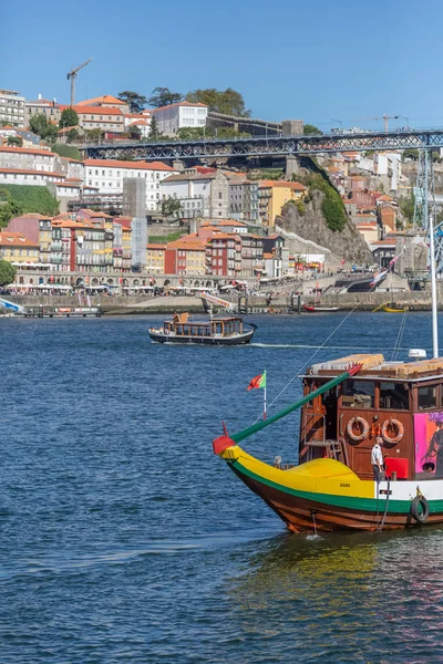 Porto Portugal 2018 View River Douro Recreational Boat Sailing Touristic — стоковое фото
