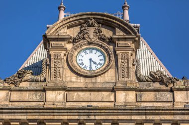 Porto / Portugal - 10/06/2018: Detail view at the Sao Bento train station coverage, Beaux arts style clipart
