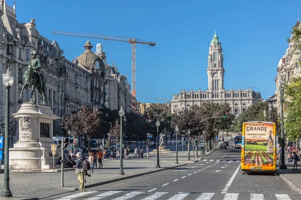 Porto Portugal 2018 Uitzicht Aliados Avenue Center Porto Stad Raad — Stockfoto