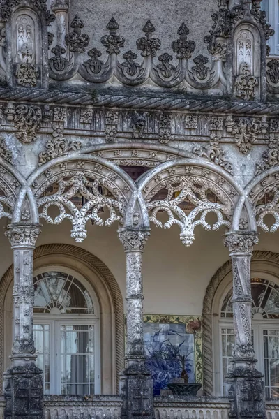 ブサコ宮殿の詳細な眺め、ネオゴシック様式の建築物 — ストック写真