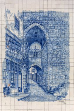 Coimbra şehir bölgesinde, coimbra şehir bölgesinde ünlü anıtlarla boyanmış geleneksel çini panel koleksiyonu, Coimbra şehir merkezinde sergi