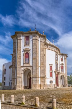 Klasik barok bina, Lord Jesus da Pedra Sanctuary, Obidos Katolik dini bina tam panoramik görünümü, Portekiz