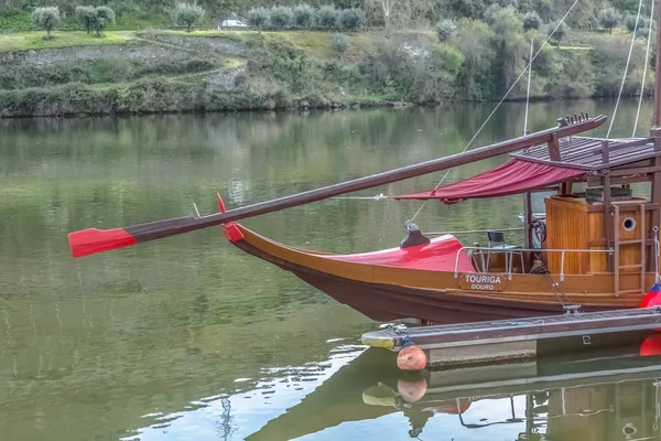 Vista frontal de um barco de recreio e lazer para turismo no rio Douro — Fotografia de Stock