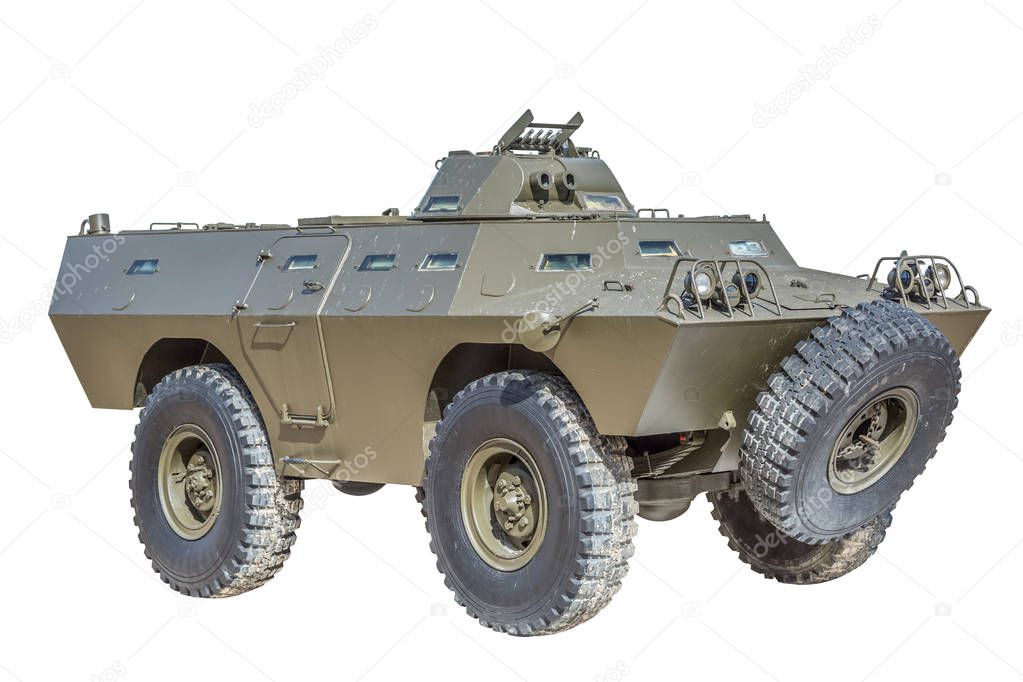 Front view of old armored military vehicle