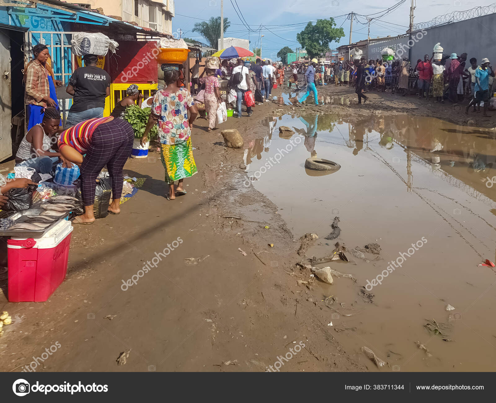 Luanda Angola 2020 Vue Marché Rue Informel Typique Dans Banlieue