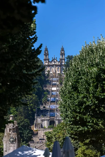 Lamego Portugalsko 2019 Pohled Lamegovu Katedrálu Vrcholu Obrovským Schodištěm Barokní — Stock fotografie