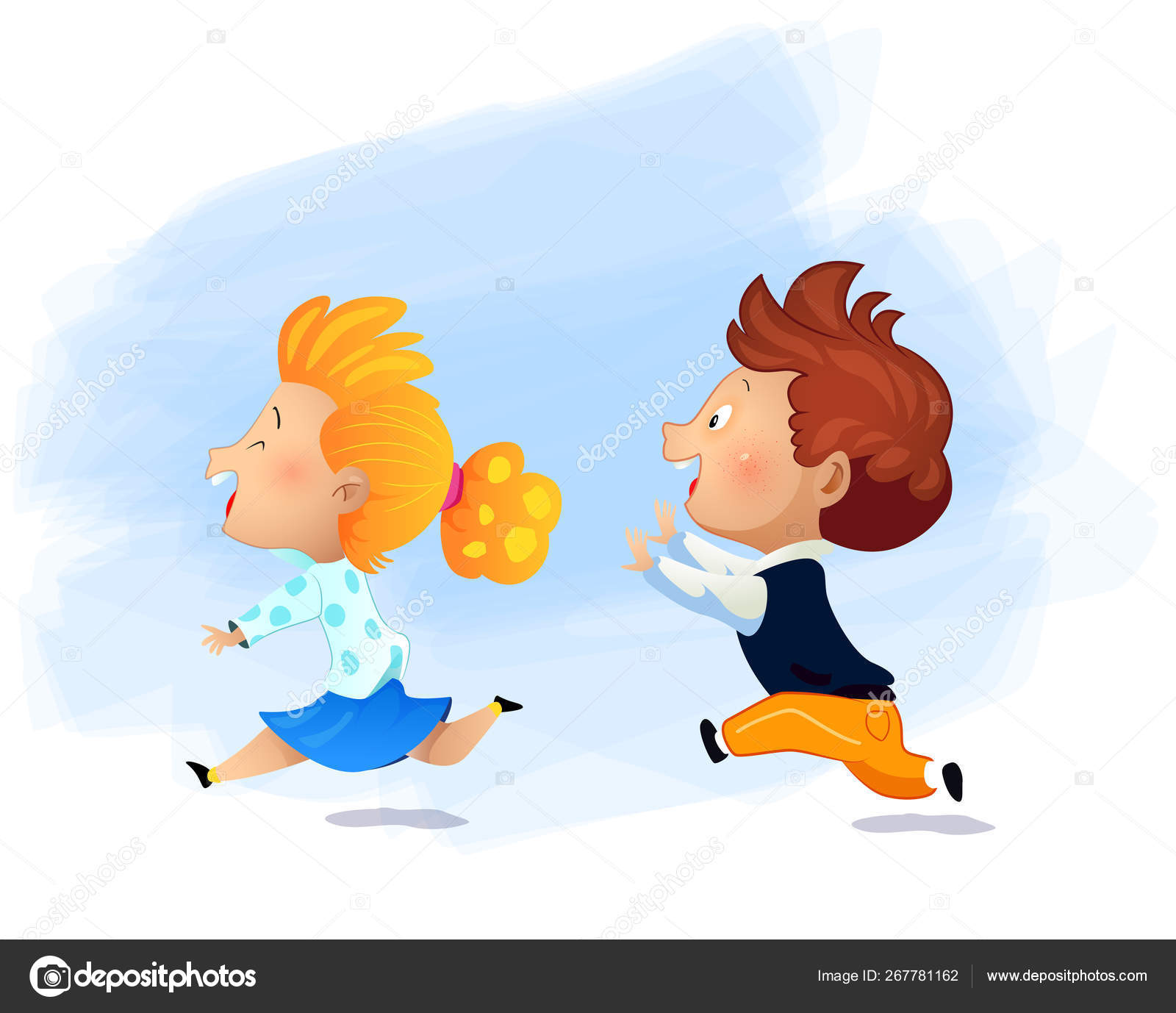 Children playing tag game cartoon art Royalty Free Vector