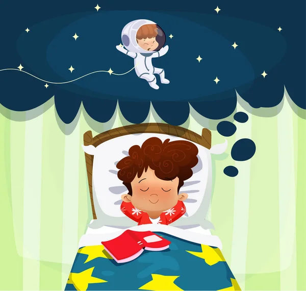 Boy dreaming about future profession — Stock Vector