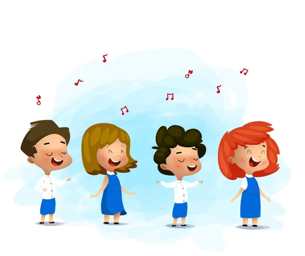 Niños cantando villancicos, ilustración vectorial — Vector de stock