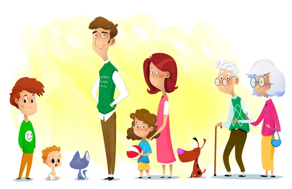 Caricature familiale complète — Image vectorielle