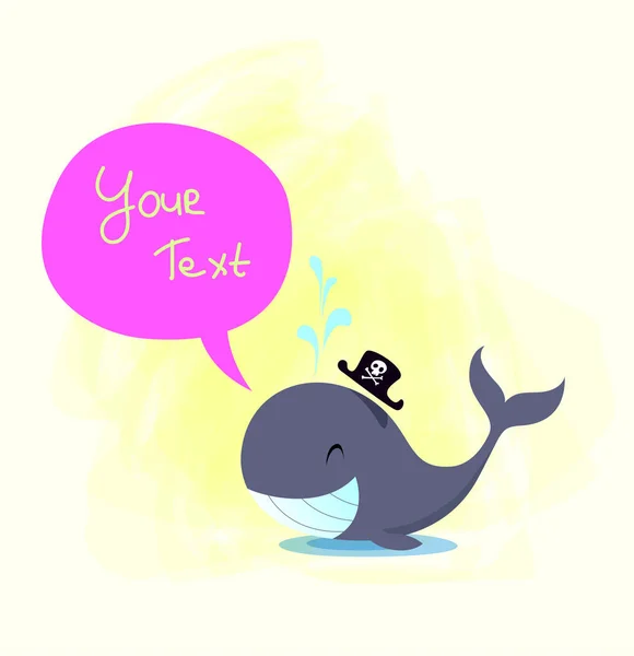 Vector illustration of a happy whale for design element — Stock Vector
