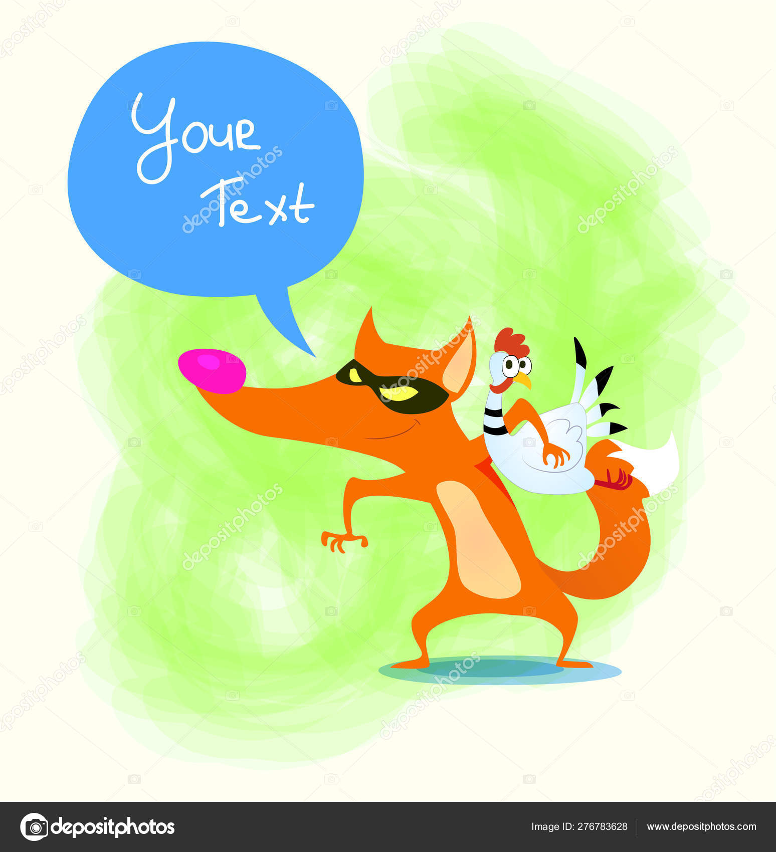 Fox Eating Chicken Cartoon