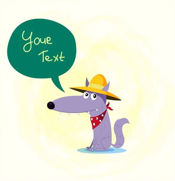 Cartoon illustratie van een Wolf dragen cowboy hoed. — Stockvector