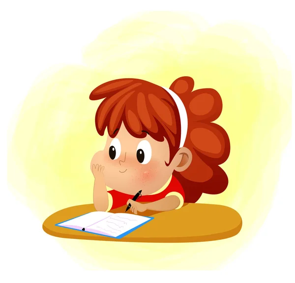 Una chica linda leyendo un libro. Concepto educativo — Vector de stock