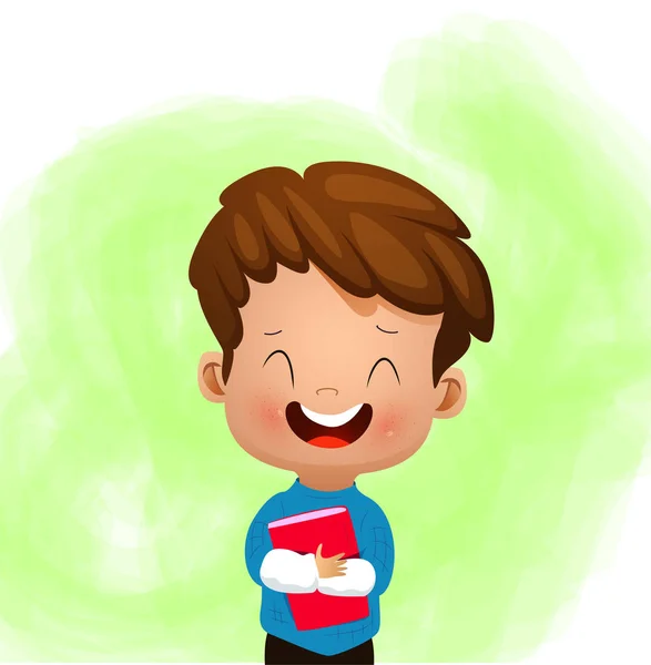 Illustration vectorielle d'un enfant tenant livre et rêves — Image vectorielle