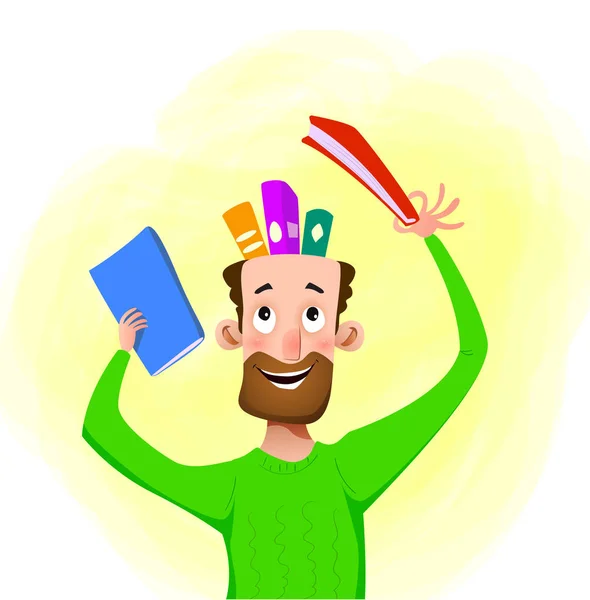 Cartoon man takes a book, Vector cartoon — Stock Vector