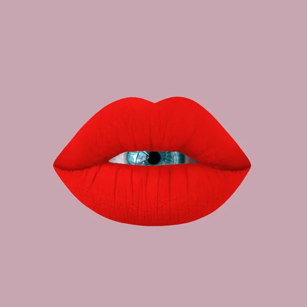 Collage Zeitgenössischer Kunst Konzept Lippenauge — Stockfoto