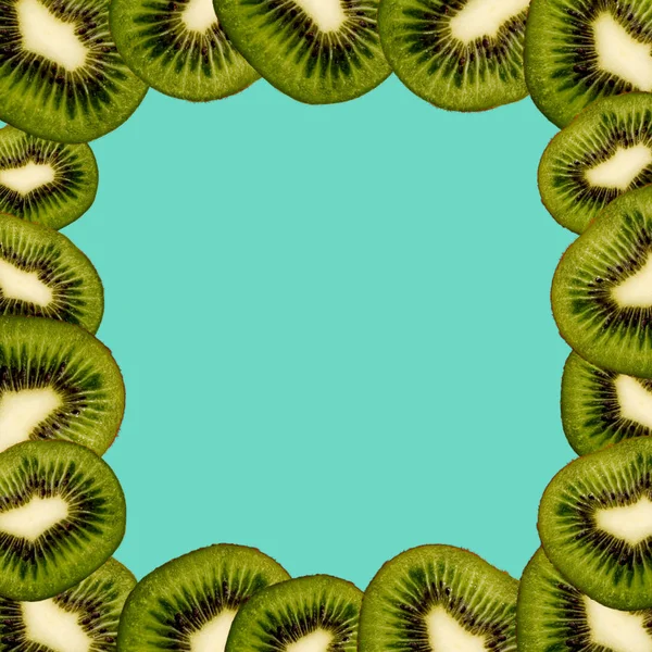 Kiwi Pattern Frame Color Background — Stock Photo, Image