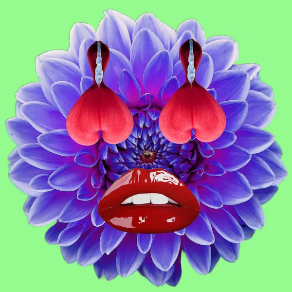 Kepala Bunga Dengan Bibir Merah — Stok Foto