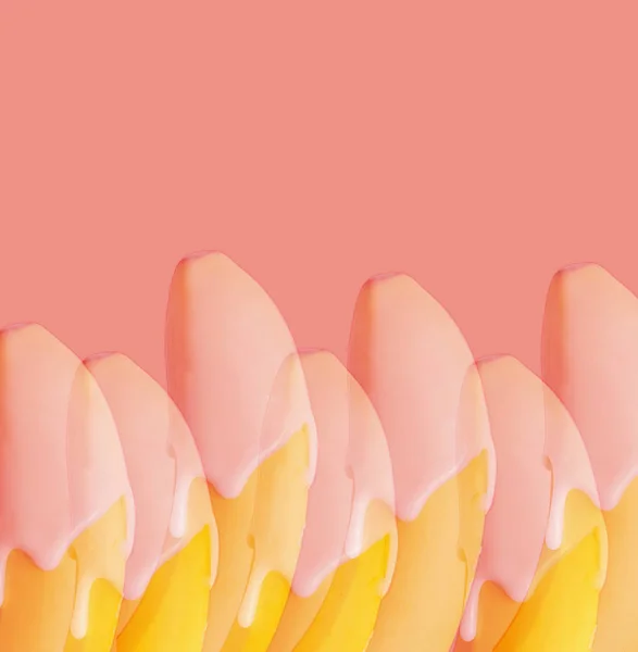 Kolase Seni Kontemporer Pola Pisang Pada Latar Belakang Pink — Stok Foto