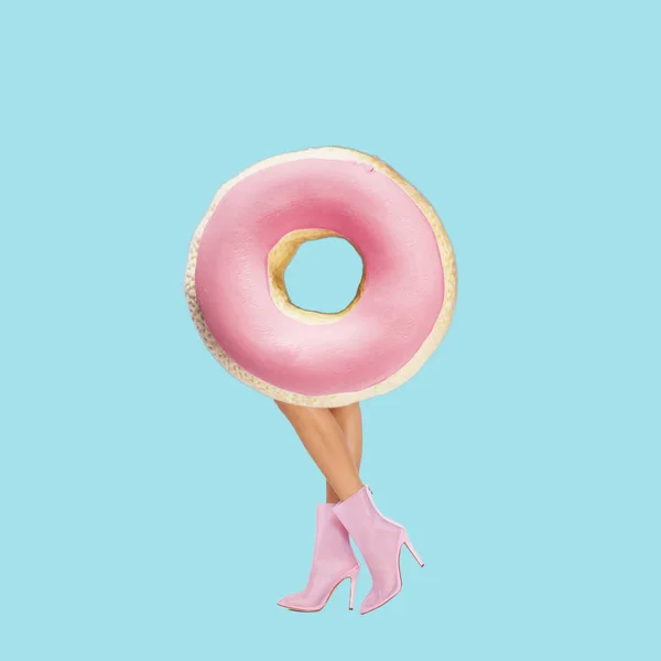 Donut Com Pernas Salto Alto Rosa — Fotografia de Stock